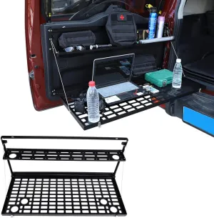 Fit for Toyota FJ Cruiser 2007-2021 Tailgate Table Cargo Storage Rack Shelf, Foldable Double-Layer Storage Holder, Car Rear Door Multifunctional Organizer Mount Bracket, 1PCS