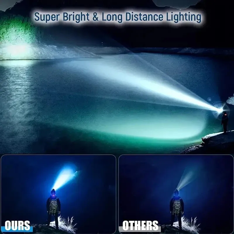 Five-head Long-range Super Bright Headlight USB strong light super bright rechargeable fishing lamp  head-mounted flashlight