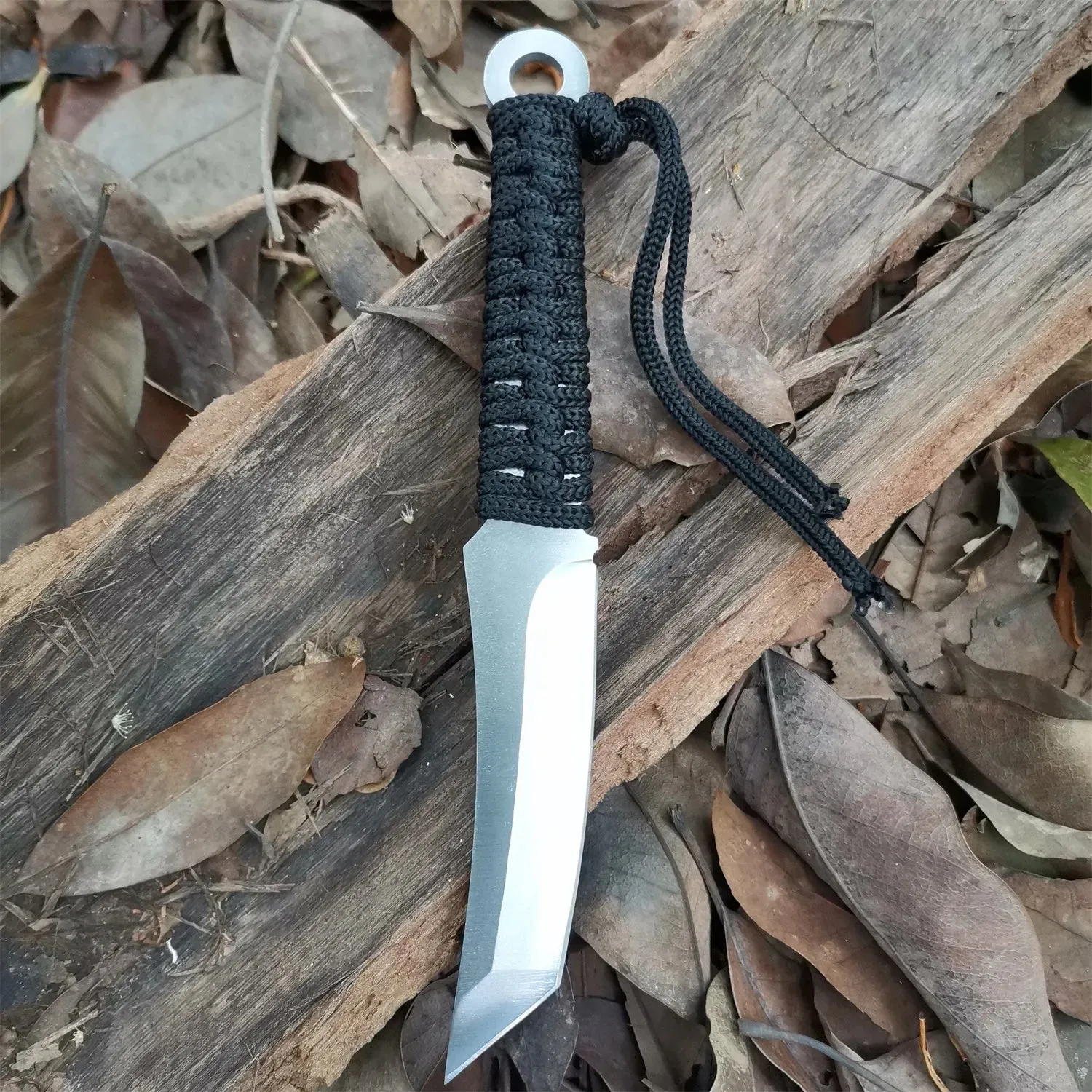 Fixed Blade Survival Knife with Sheath and Cord Tool