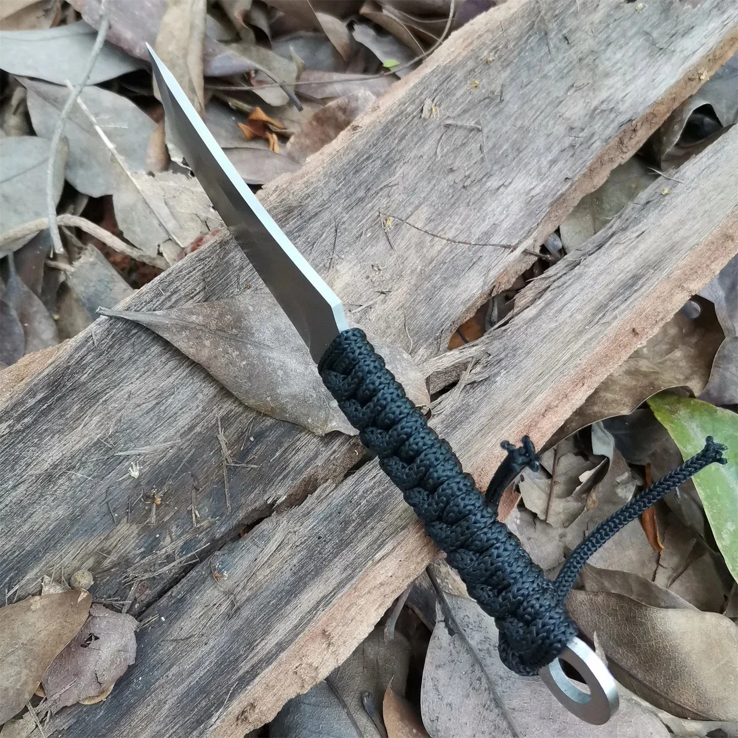 Fixed Blade Survival Knife with Sheath and Cord Tool