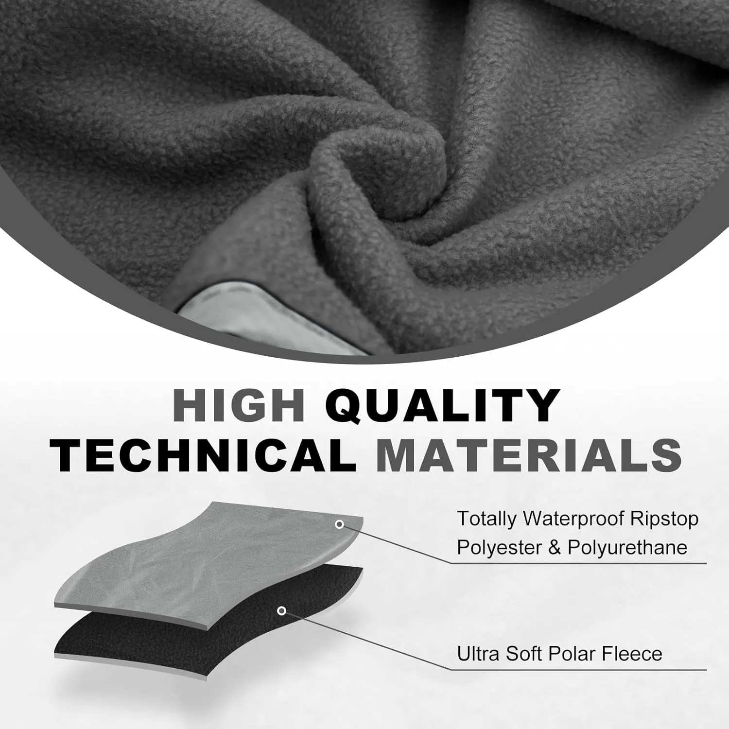 Fleece Waterproof Outdoor Blanket, Windproof Stadium Blanket for Camping, Picnics, and Sports Stay Dry and Comfortable 80"x58"