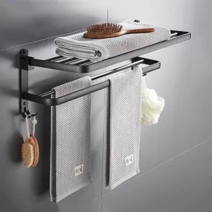 Foldable Aluminum Towel Rack - Space-Saving Bathroom Organizer