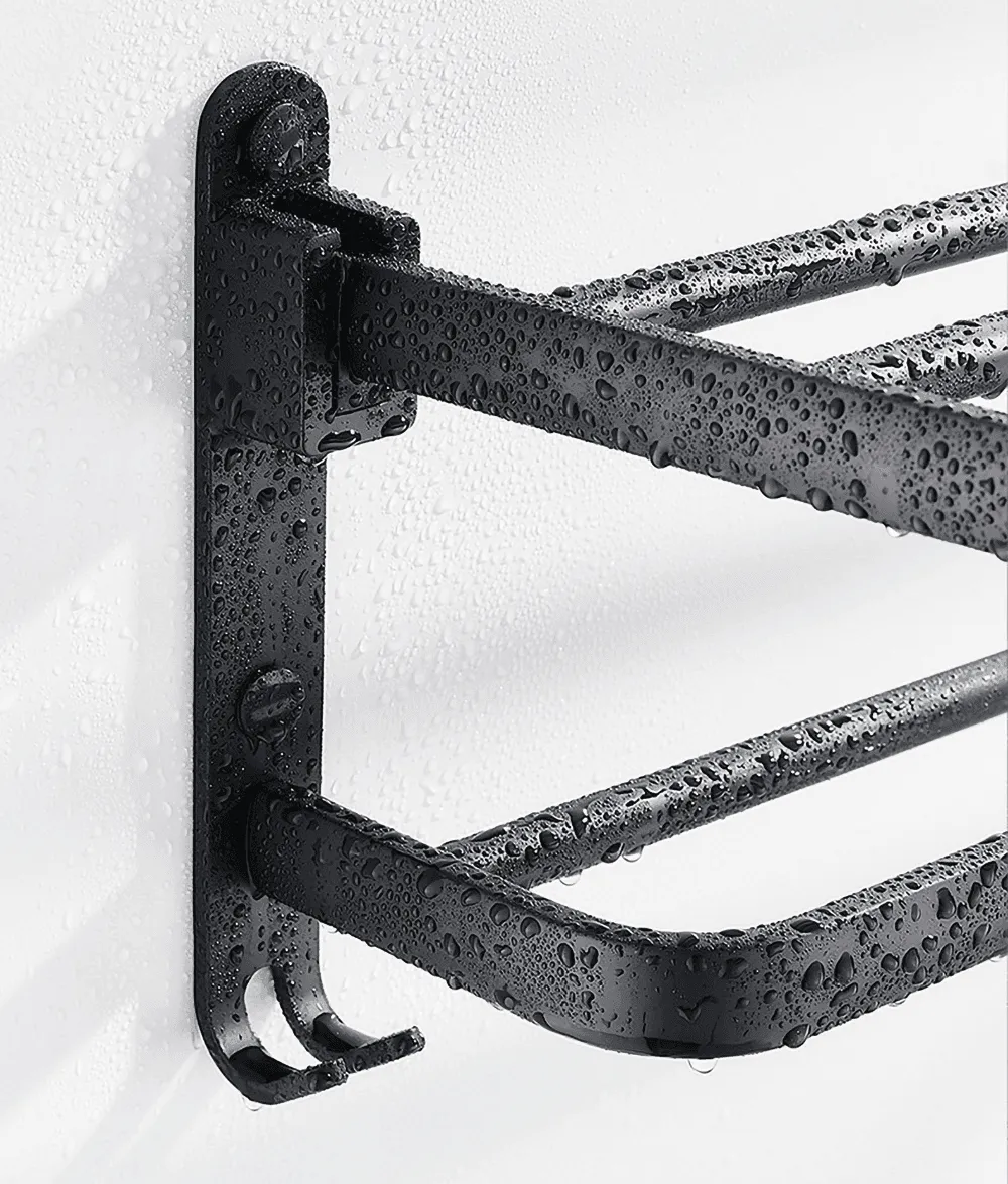 Foldable Aluminum Towel Rack - Space-Saving Bathroom Organizer