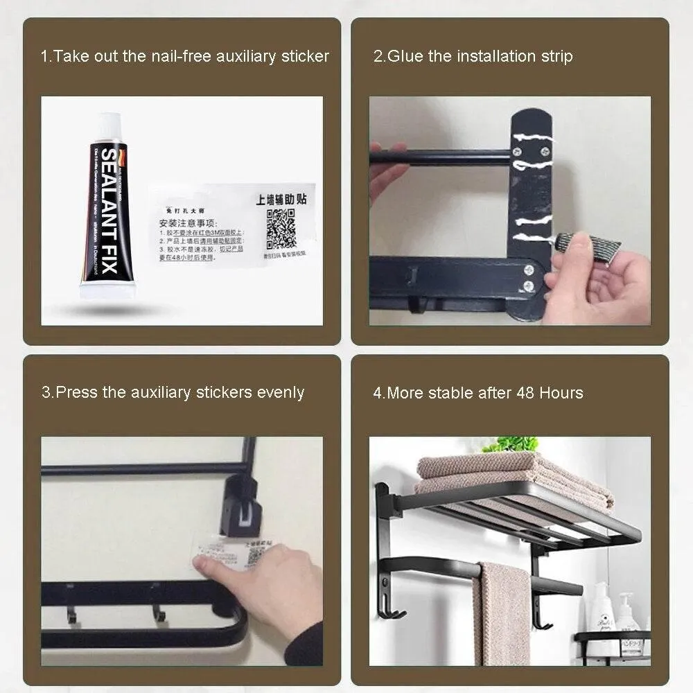 Foldable Aluminum Towel Rack - Space-Saving Bathroom Organizer