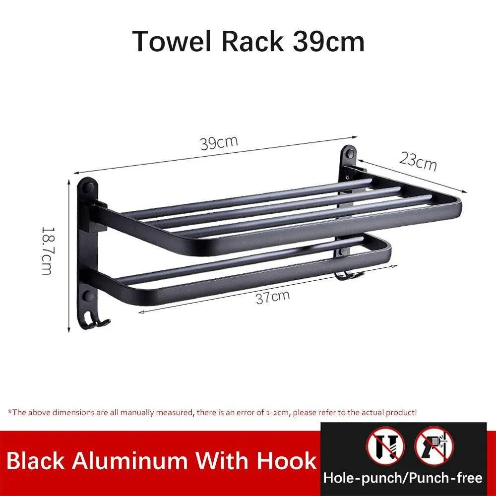 Foldable Aluminum Towel Rack - Space-Saving Bathroom Organizer