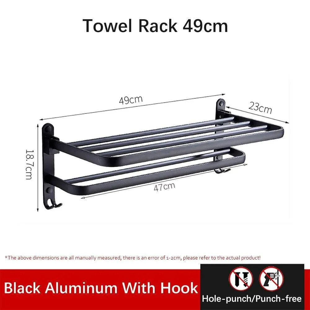 Foldable Aluminum Towel Rack - Space-Saving Bathroom Organizer