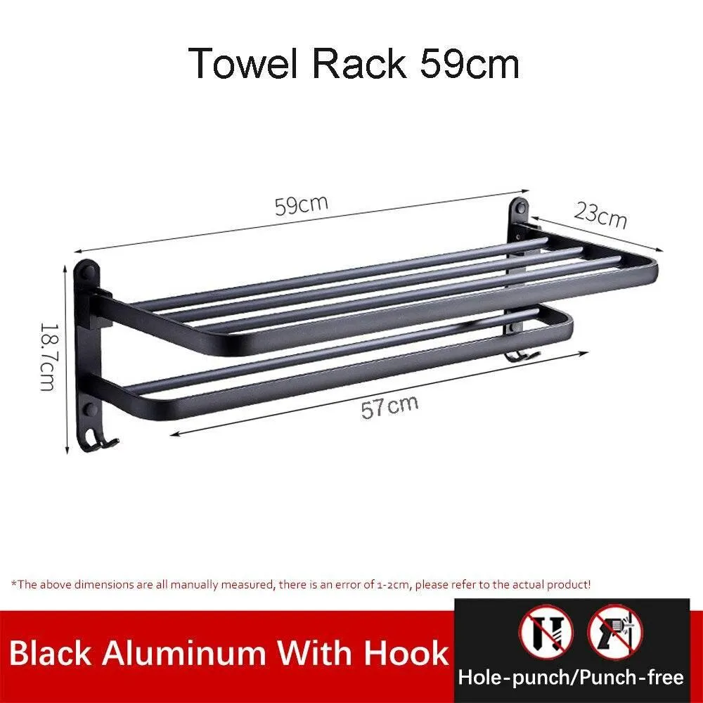 Foldable Aluminum Towel Rack - Space-Saving Bathroom Organizer