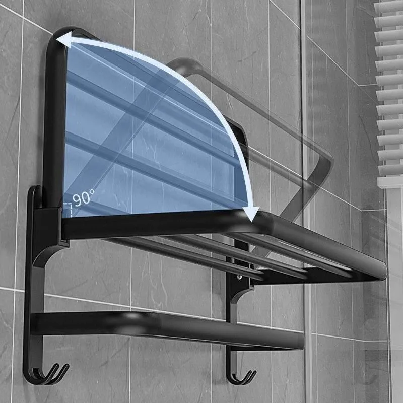 Foldable Aluminum Towel Rack - Space-Saving Bathroom Organizer
