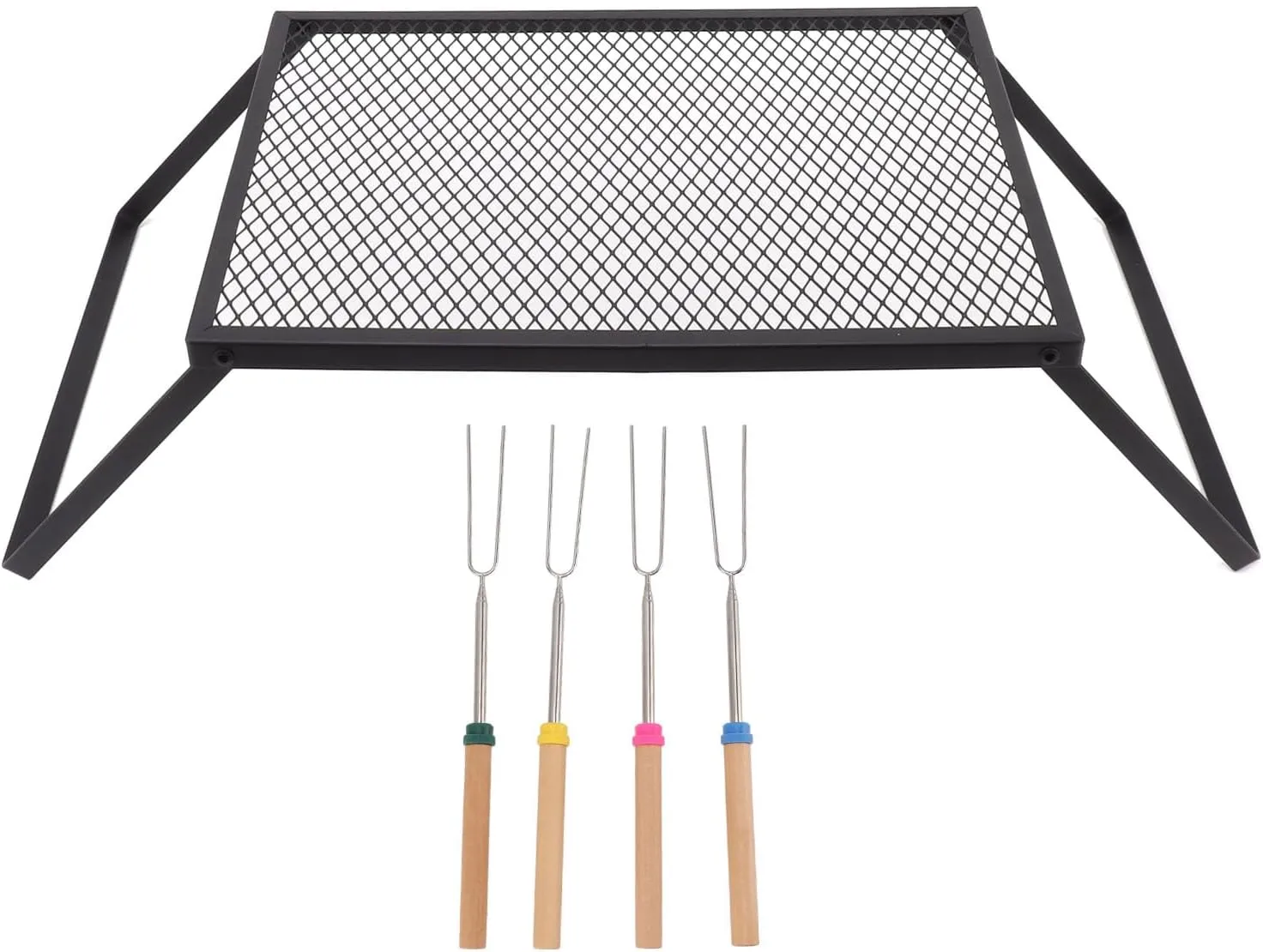 Foldable Campfire Grille Durable Portable Camping Grill Outdoors for Picnic Iron Material (40 X 30cm With Fork)