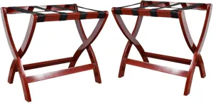 Foldable Guest Room Suitcase Rack Set of 2 - Solid Wood Travel Bag Holder, with Nylon Cordmulti Function Luggage Rack, for Home Bedroom Guest Room, 23.6×15.7×23.6in (Color : Brown)