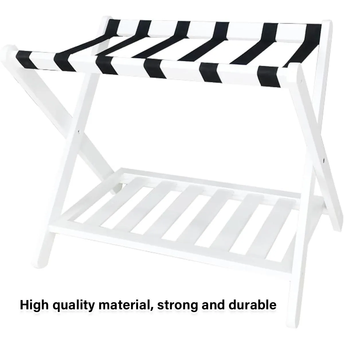 Foldable Luggage Rack Stand Portable Black Storage Shelf for Bedroom Travel