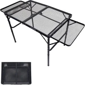 Foldable Outdoor Grill Table with Extension Boards - Support up to 88 lbs, Portable Camping Table for Beach, BBQ and RV