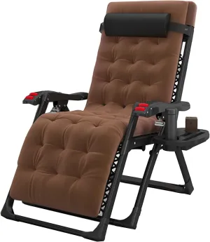 Foldable Sun Loungers, Adjustable Balcon Recliner,with Detachable Cushions and Cup Holder, Portable Outdoor Camping Beach Garden Lounge Chair, Load 200kg