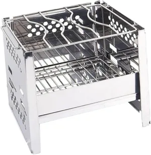 Folding Camp Stove Windscreen 1pc Stainless Steel Outdoor Camping Stove for Square Wood Burning BBQ Grill