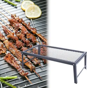 Folding Campfire Grill, Portable Camping Grates Over Fire Pit, Heavy Duty Steel Mesh Grate, Camp Fire Cooking Equipment with Legs Carrying Bag for Outdoor Cooking and Bonfire