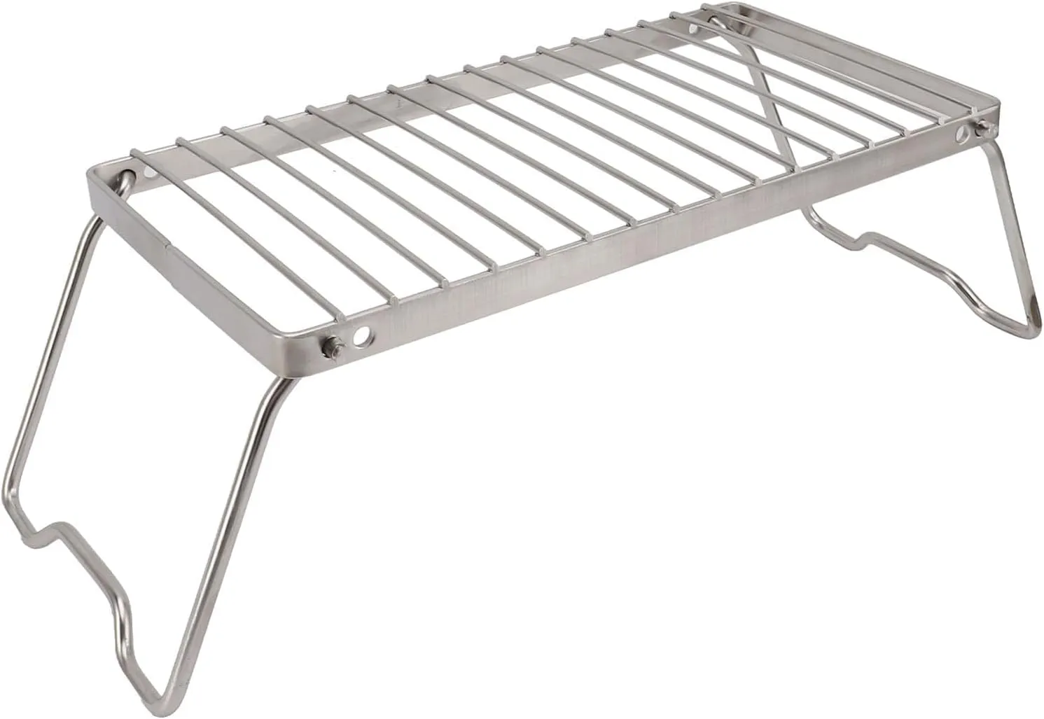 Folding Campfire Grill, Stainless Steel Adjustable Height Thicker Camping Grill, Portable Camp Fire Cooking Racks, for Picnics, Backpacking, Outdoor