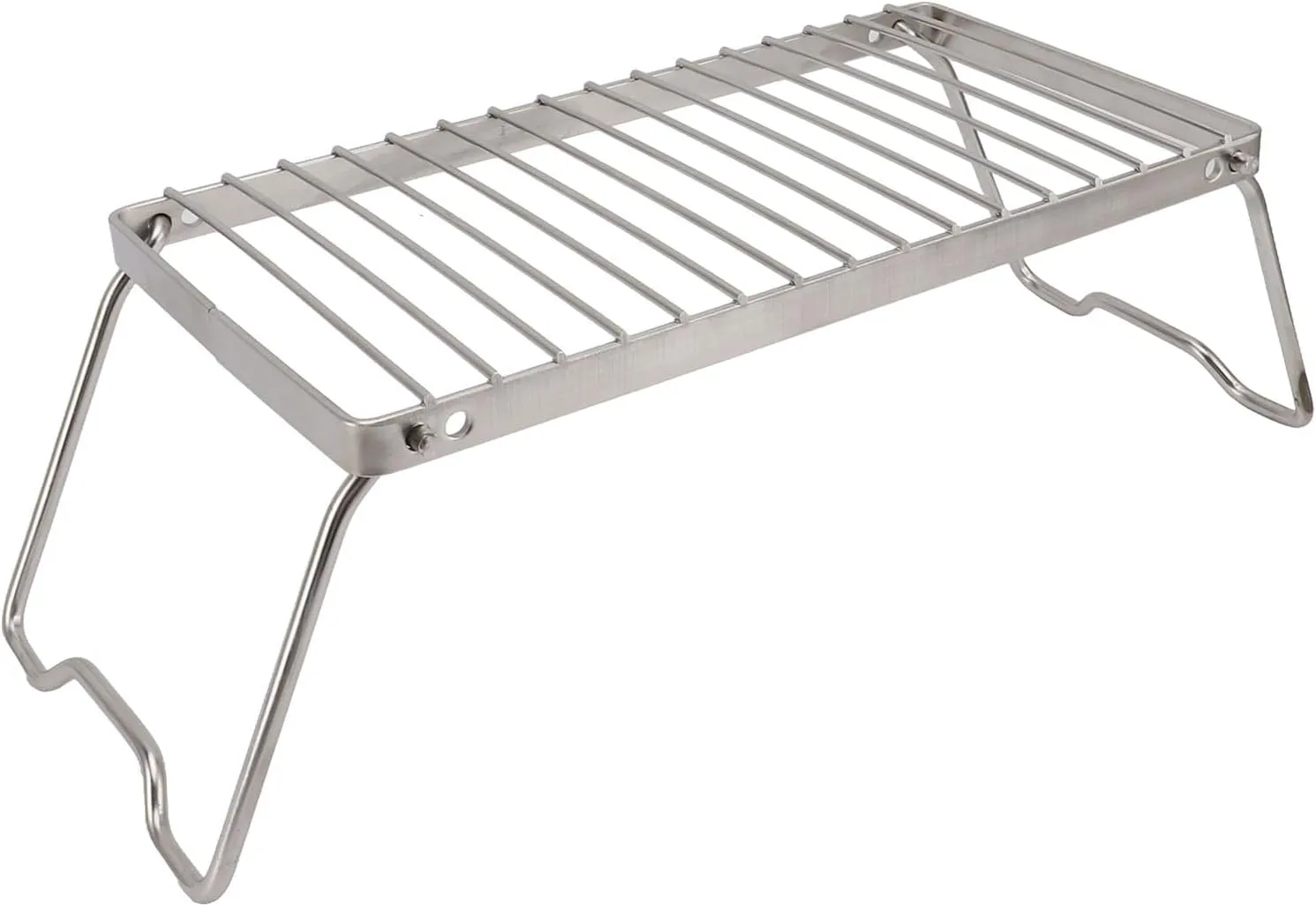 Folding Camping Grate Stainless Steel Modifiable Height Thicker Camp Fire Cooking Racks Draining Backpacking Grill for Outdoor
