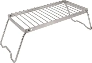 Folding Camping Grate Stainless Steel Modifiable Height Thicker Camp Fire Cooking Racks Draining Backpacking Grill for Outdoor