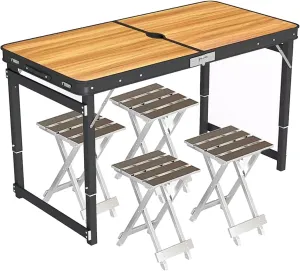 Folding Camping Table, Aluminum Camping Table with Storage Organizer, 3 Adjustable Height, Picnic Tables for Outdoors for Picnic BBQ Beach Traveling (Color : E)