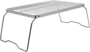 Folding Heavy Duty Stainless Steel Grate for Outdoor Barbecue Portable Campfire Cooking Rack for Camping and Picnics and Fire Resistant Design