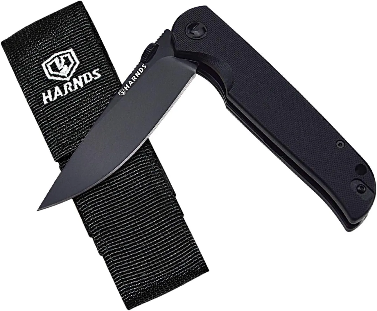 Folding Knife Compact EDC with D2 Steel Blade Pocket Knife G10 Handle with Thumb Stub Liner Lock and Reversible Pocketclip (black titanium stonewash black)