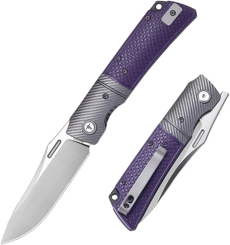 Folding knife for Man，Pocket Knife with Clip EDC Knife for - 3.46" 14C28N Steel Satin Blade with Steel Bolster & G10 Handle, Camping Knife for Outdoor Survival, Hiking, Fishing-XUN123-PGS