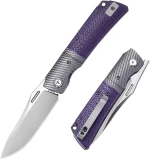 Folding knife for Man，Pocket Knife with Clip EDC Knife for - 3.46" 14C28N Steel Satin Blade with Steel Bolster & G10 Handle, Camping Knife for Outdoor Survival, Hiking, Fishing-XUN123-PGS