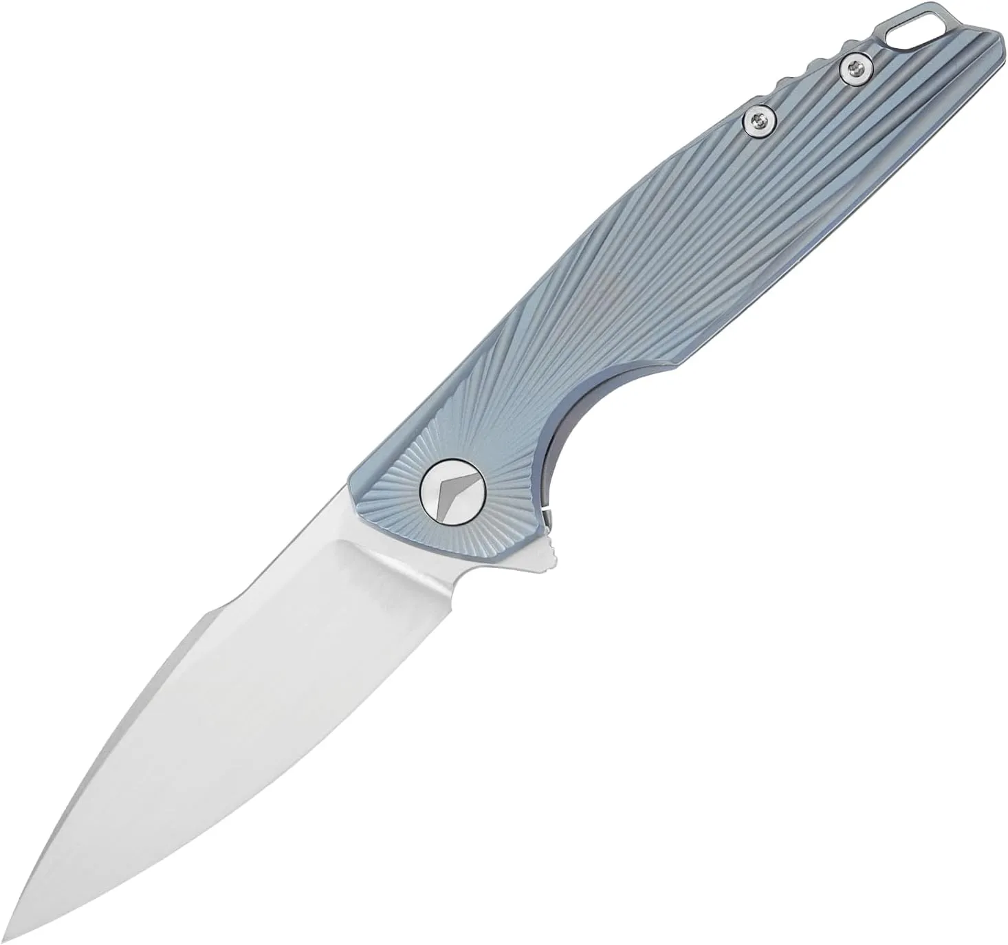Folding Knife pocket knife EDC Knife With Clip Survival knife Hunting knife - M390 Steel Titanium Handle - Outdoor Hunting Survival Camping knife with Sheath (Blue)