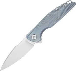 Folding Knife pocket knife EDC Knife With Clip Survival knife Hunting knife - M390 Steel Titanium Handle - Outdoor Hunting Survival Camping knife with Sheath (Blue)