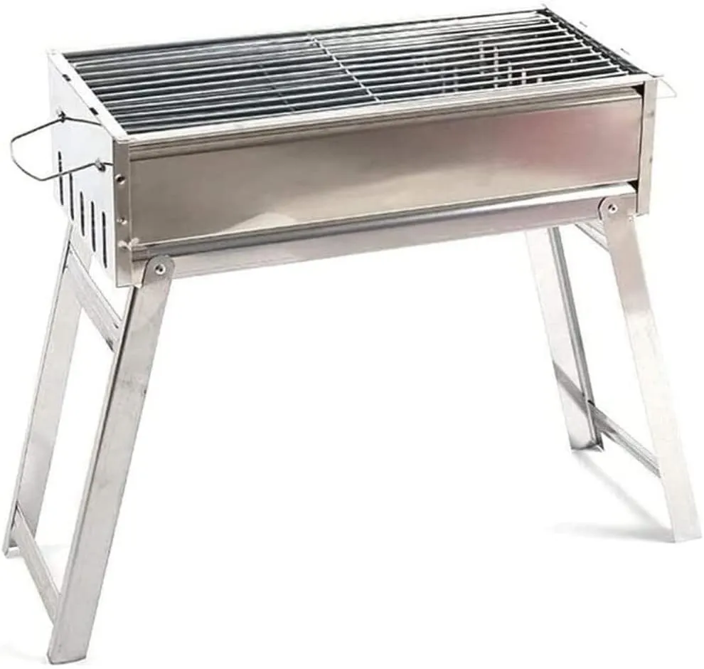 Folding Outdoor Charcoal BBQ Grill For 3-8 People, Portable Barbecue Shelf For Beach, Camping, Picnic, And Parties