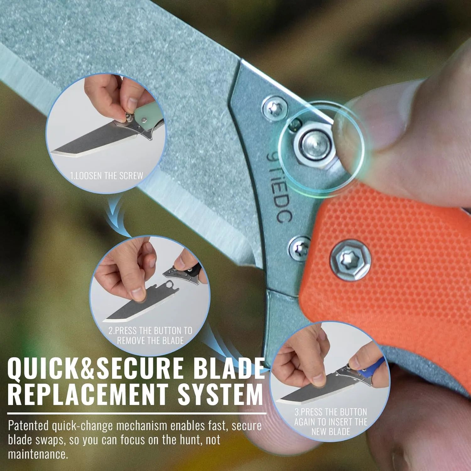 Folding Pocket Flipper Knife, 4pcs Replaceable Blades, 3.5" 440 Steel Blade G10 Handle EDC Knife with Pocket Clip for Men Women, Sharp Camping Survival Hiking, Outdoor or Indoor Carry Knives