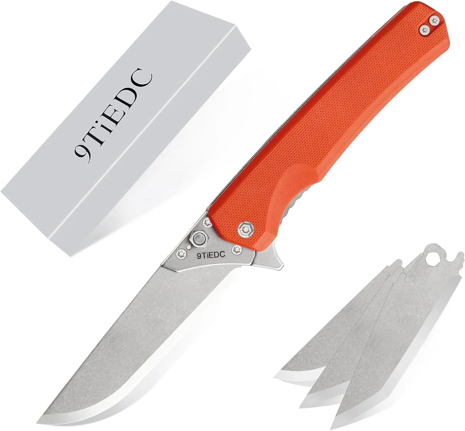 Folding Pocket Flipper Knife, 4pcs Replaceable Blades, 3.5" 440 Steel Blade G10 Handle EDC Knife with Pocket Clip for Men Women, Sharp Camping Survival Hiking, Outdoor or Indoor Carry Knives