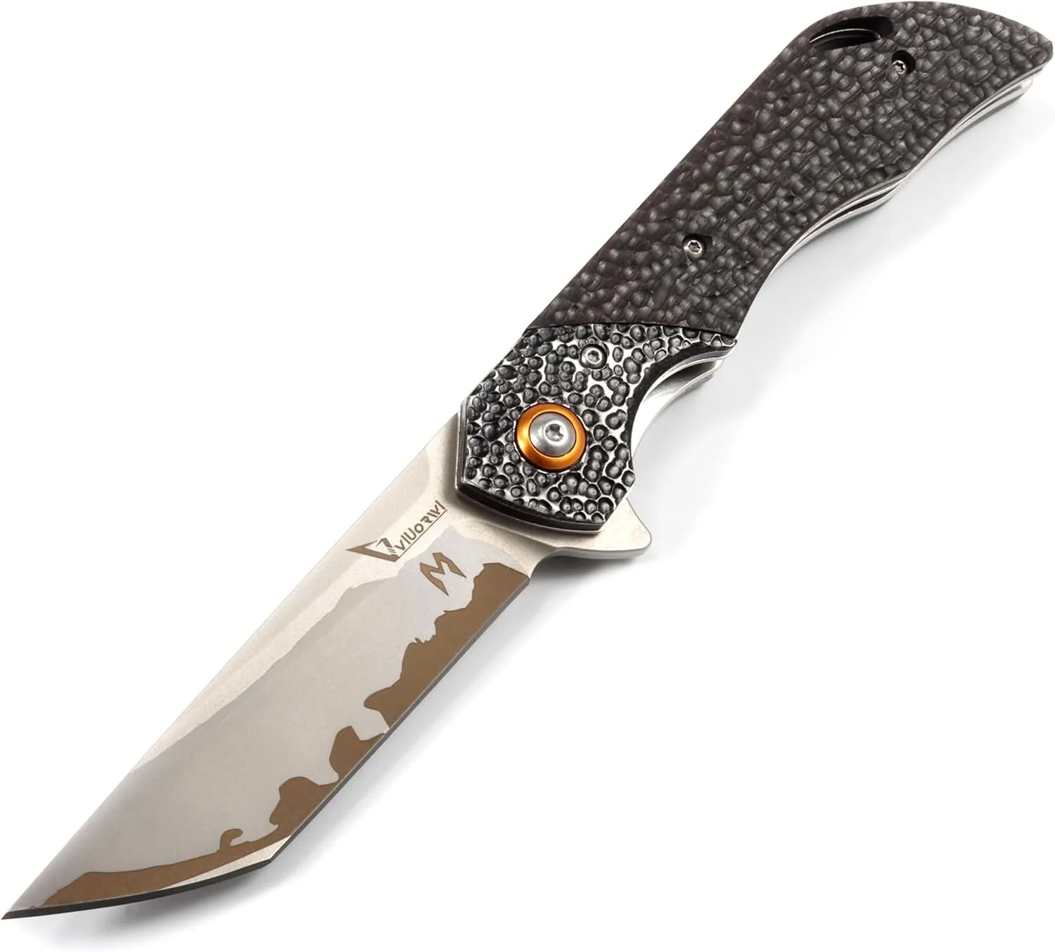 Folding Pocket Knife with D2 Blade – Ebony G10 Handle, Thumb Stud – Compact & Durable EDC Tactical Knife for Outdoor, Camping, Hiking, Hunting, Survival
