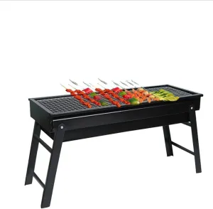 Folding Portable Barbecue Charcoal Grill, Stainless Steel Tabletop BBQ Smoker for Outdoor Cooking, Camping, Picnics, Beach, and Tailgating