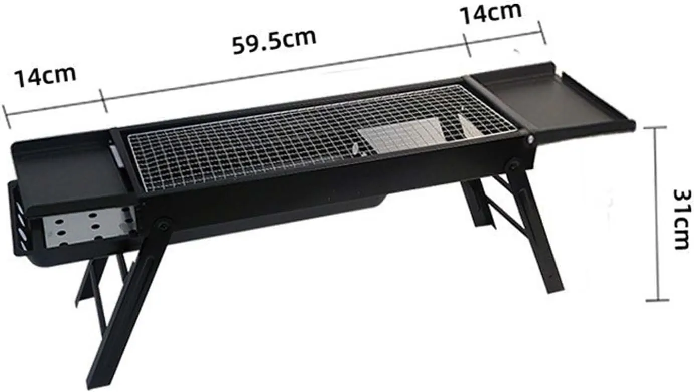 Folding Portable Charcoal BBQ Grill, Stainless Steel Tabletop Barbecue Smoker for Outdoor Cooking, Camping, Picnics, Beach Parties (Large size (60 * 22 * 32) A)