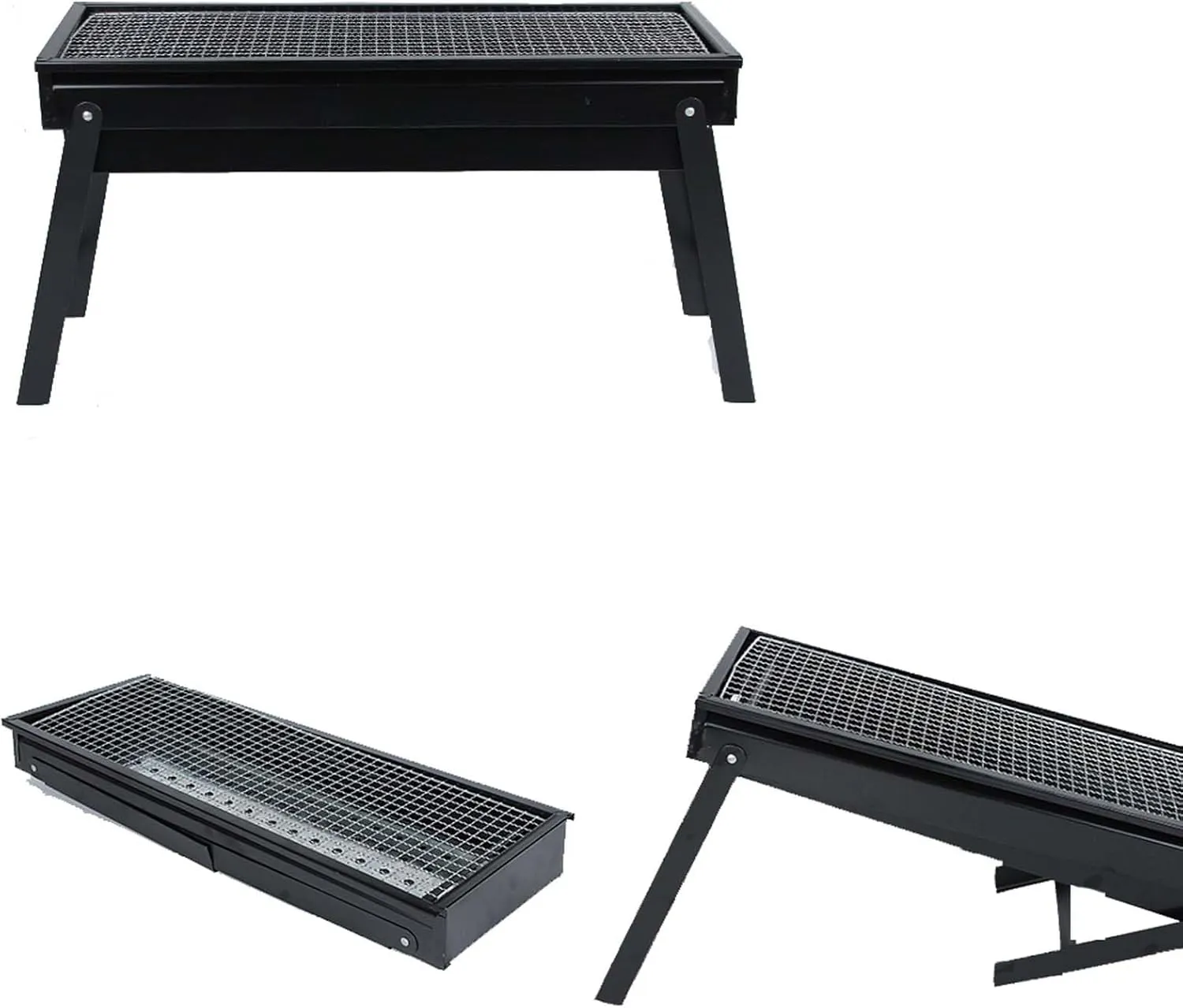 Folding Portable Charcoal BBQ Grill, Stainless Steel Tabletop Barbecue Smoker for Outdoor Cooking, Camping, Picnics, Beach Parties (Large size (60 * 22 * 32) A)