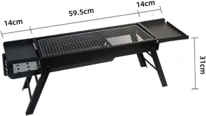 Folding Portable Charcoal BBQ Grill, Stainless Steel Tabletop Barbecue Smoker for Outdoor Cooking, Camping, Picnics, Beach Parties (Large size (60 * 22 * 32) A)
