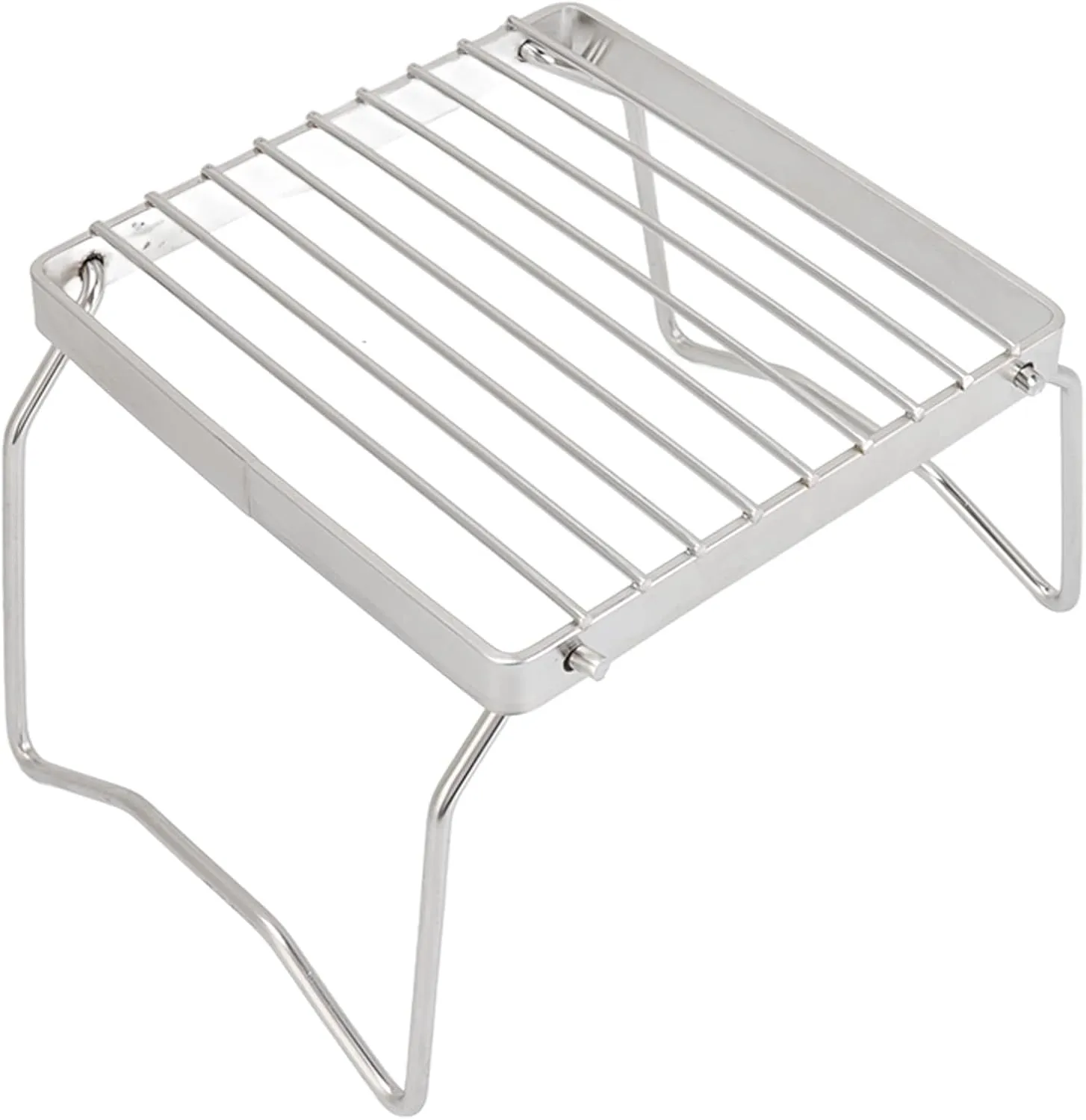 Folding Stainless Steel Campfire Grill - Grid Shaped Cooking Grate for Camping, Picnics, and Outdoor BBQ