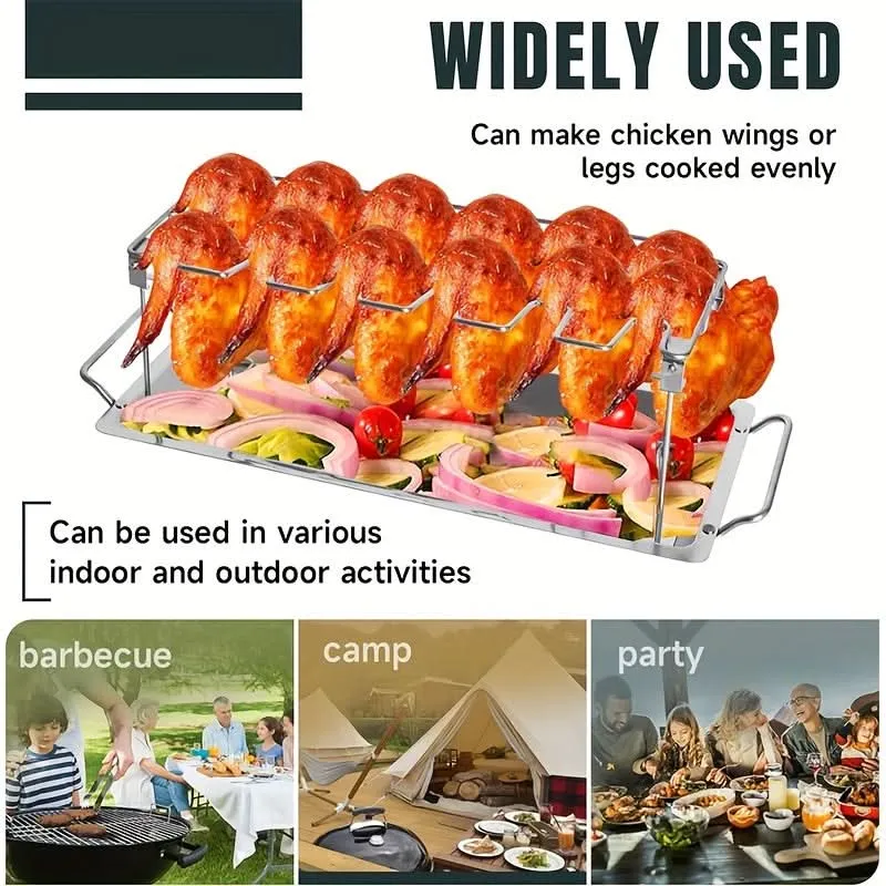 Folding Stainless Steel Chicken Wing Rack- 12 slots