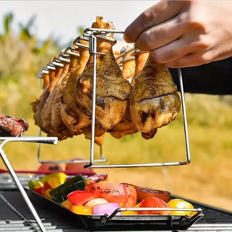 Folding Stainless Steel Chicken Wing Rack- 12 slots