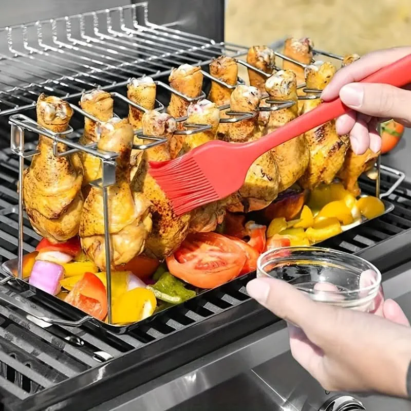 Folding Stainless Steel Chicken Wing Rack- 12 slots