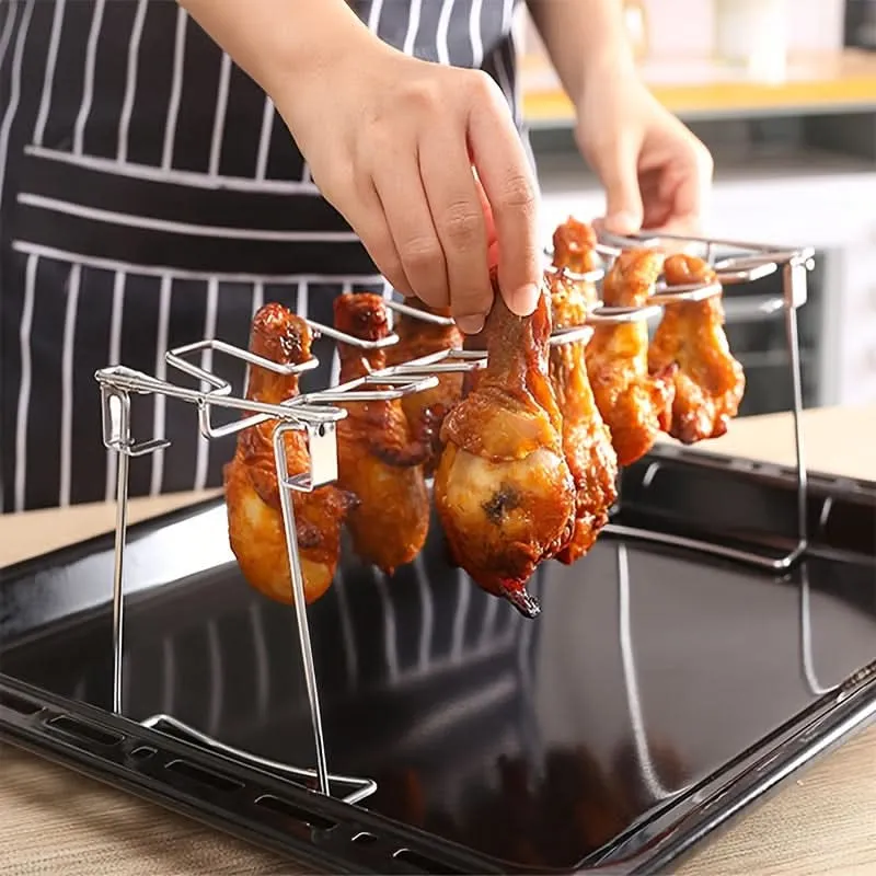 Folding Stainless Steel Chicken Wing Rack- 12 slots