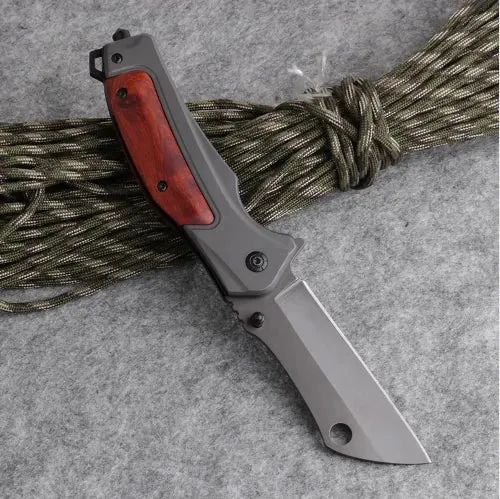 Folding Survival Rosewood Early access Tactical and 440C Steel Handle Camping Direct shipping Knife EDC Stainless for Hiking 20.5cm Pocket Blade Knife