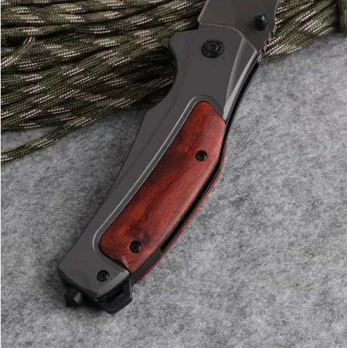 Folding Survival Rosewood Early access Tactical and 440C Steel Handle Camping Direct shipping Knife EDC Stainless for Hiking 20.5cm Pocket Blade Knife