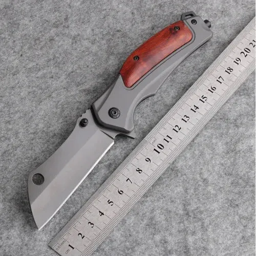 Folding Survival Rosewood Early access Tactical and 440C Steel Handle Camping Direct shipping Knife EDC Stainless for Hiking 20.5cm Pocket Blade Knife