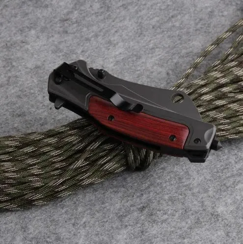 Folding Survival Rosewood Early access Tactical and 440C Steel Handle Camping Direct shipping Knife EDC Stainless for Hiking 20.5cm Pocket Blade Knife