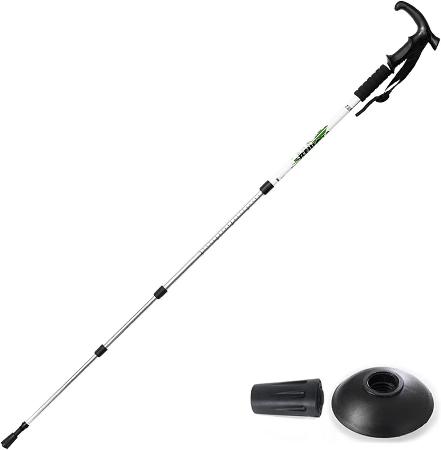 Folding Trekking Pole-Non-Slip Walking Stick-Trekking Cane Telescopic Straight Handle T Handle Crutch-67-135CM,White,4 T Handle