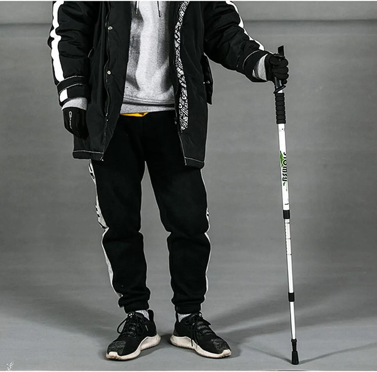 Folding Trekking Pole-Non-Slip Walking Stick-Trekking Cane Telescopic Straight Handle T Handle Crutch-67-135CM,White,4 T Handle