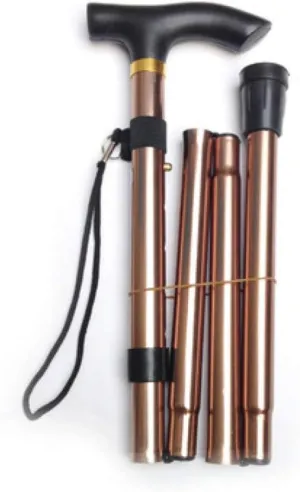 Folding Walking Stick Aluminum Alloy Telescopic Older Multifunctional Walking Stick Outdoor Trekking Trekking Pole, Brown