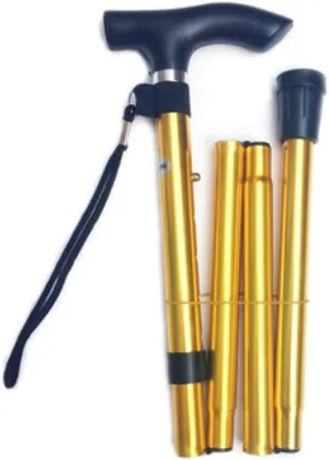 Folding Walking Stick Aluminum Alloy Telescopic Older Multifunctional Walking Stick Outdoor Trekking Trekking Pole, Yellow